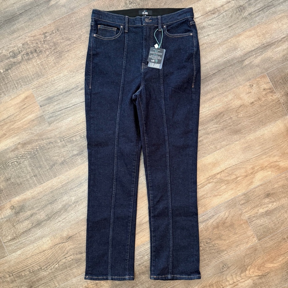 NWT LuLaRoe Womens 30 Dark Blue Jeans High Waist Straight Comfort Waist Mid Seam